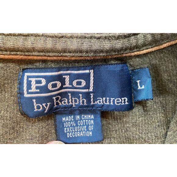 Polo Ralph Lauren Button Shawl Neck Estate Rib Olive Green Sweater Men's Sz Lg - Picture 2 of 9
